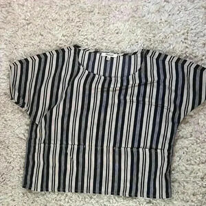 Madewell Women's cropped striped linen shirt size XXS